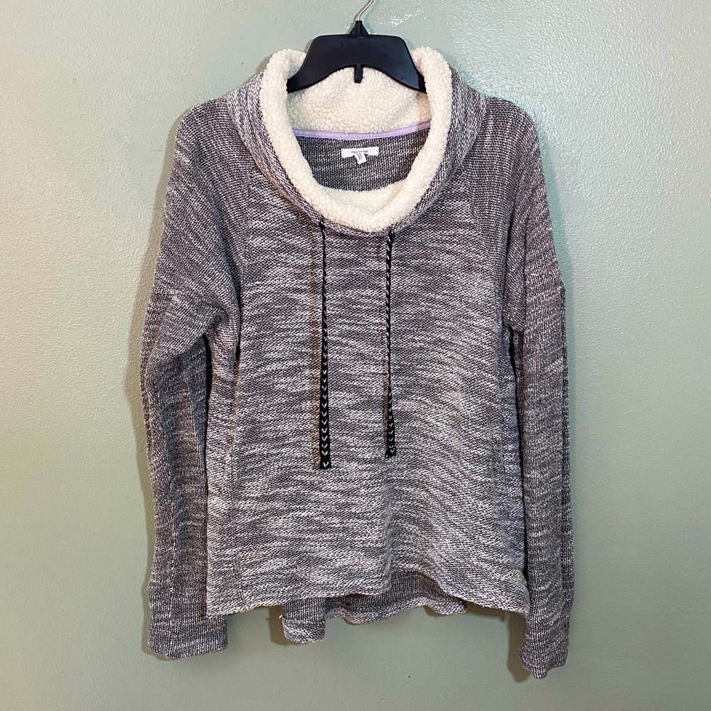 Sherpa Trim Pullover Knit Sweater